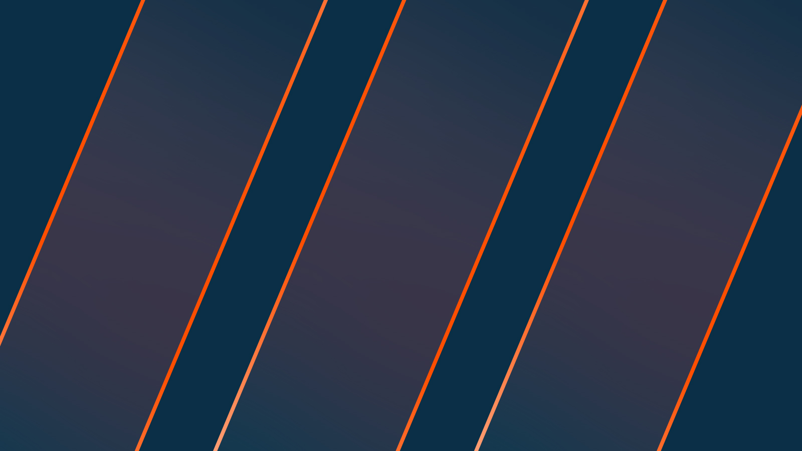 Dark blue background featuring multiple diagonal orange-bordered stripes.