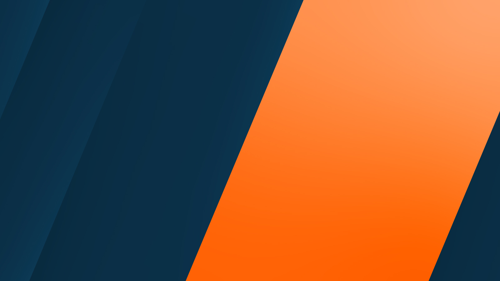 Dark background with bold orange gradient diagonal stripe for emphasis.