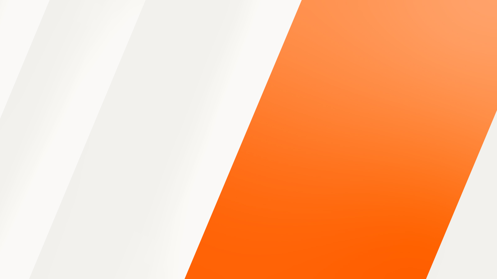 White and orange diagonal stripe design with a smooth gradient.