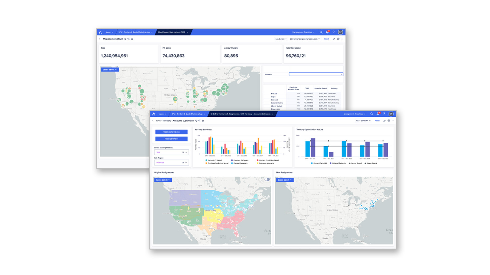 Anaplan Geo-mapping screenshots