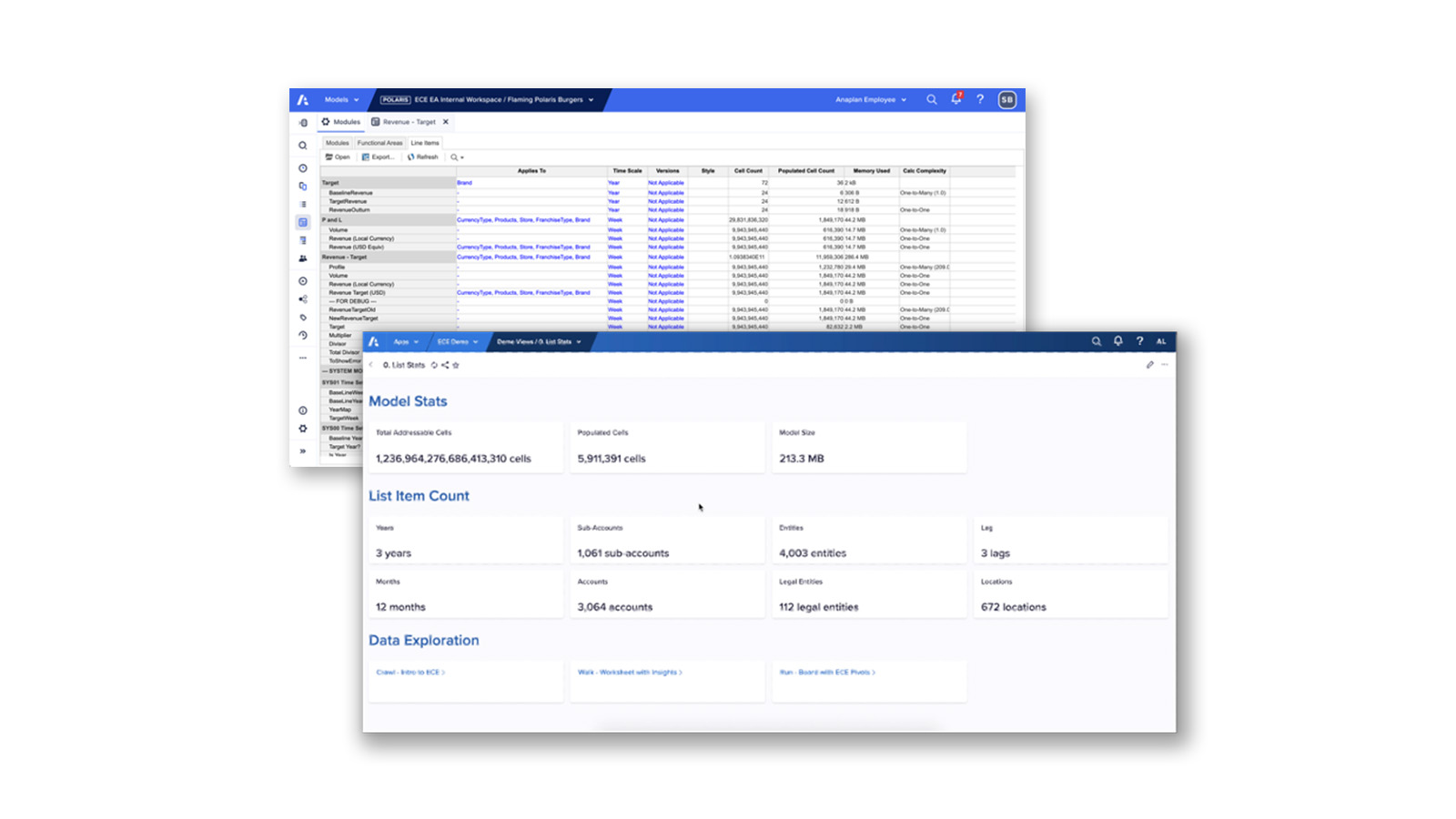 Anaplan Polaris screenshots