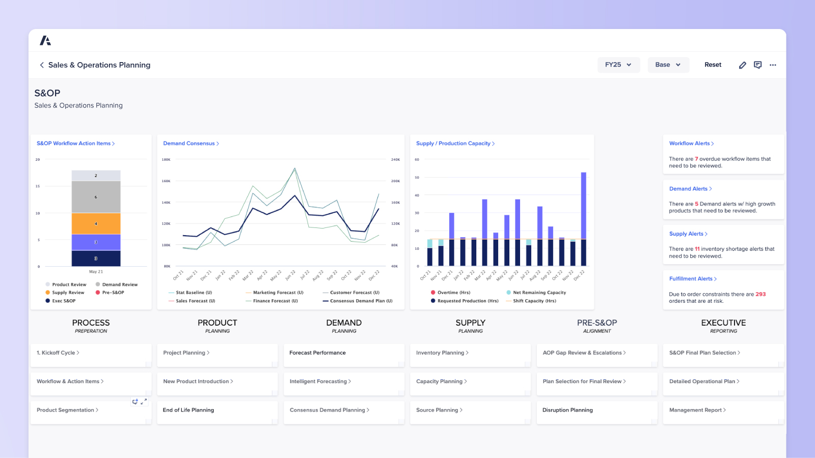 Sales and Operations Planning Dashboard Product Visual