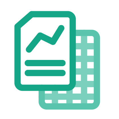 Icon of a spreadsheet and financial reporting