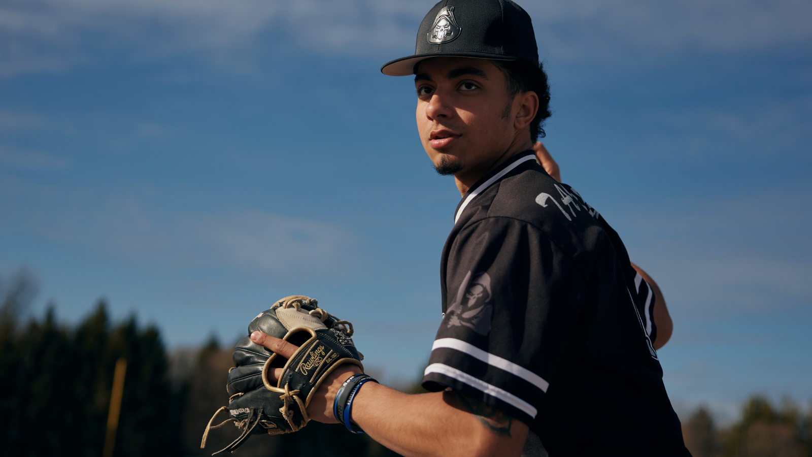 Baseball pitcher about to pitch the ball