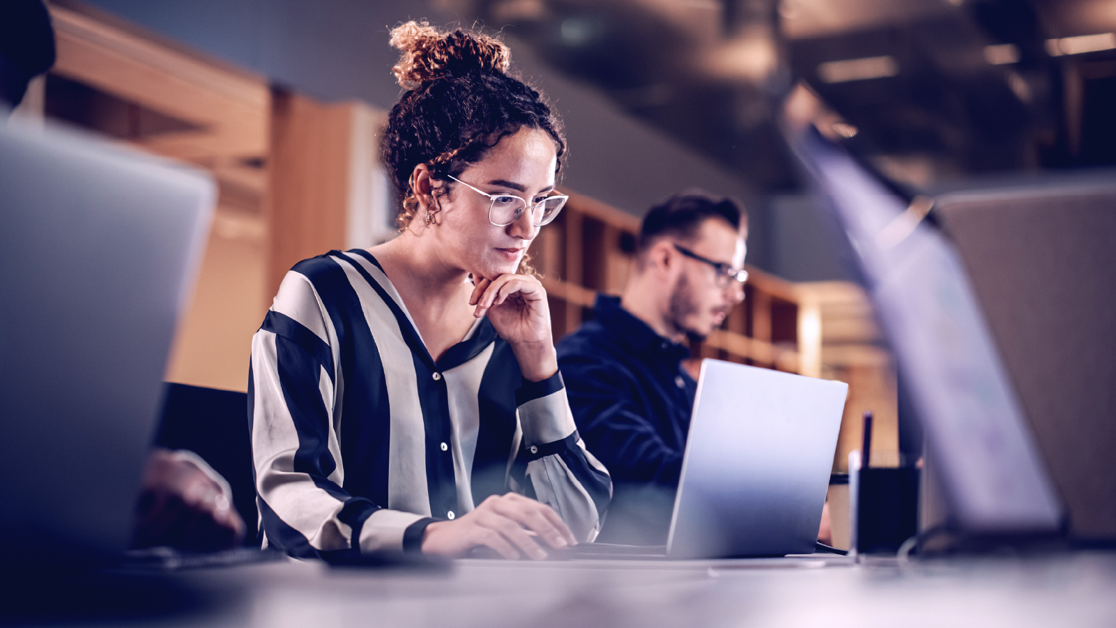 Woman looking at a laptop