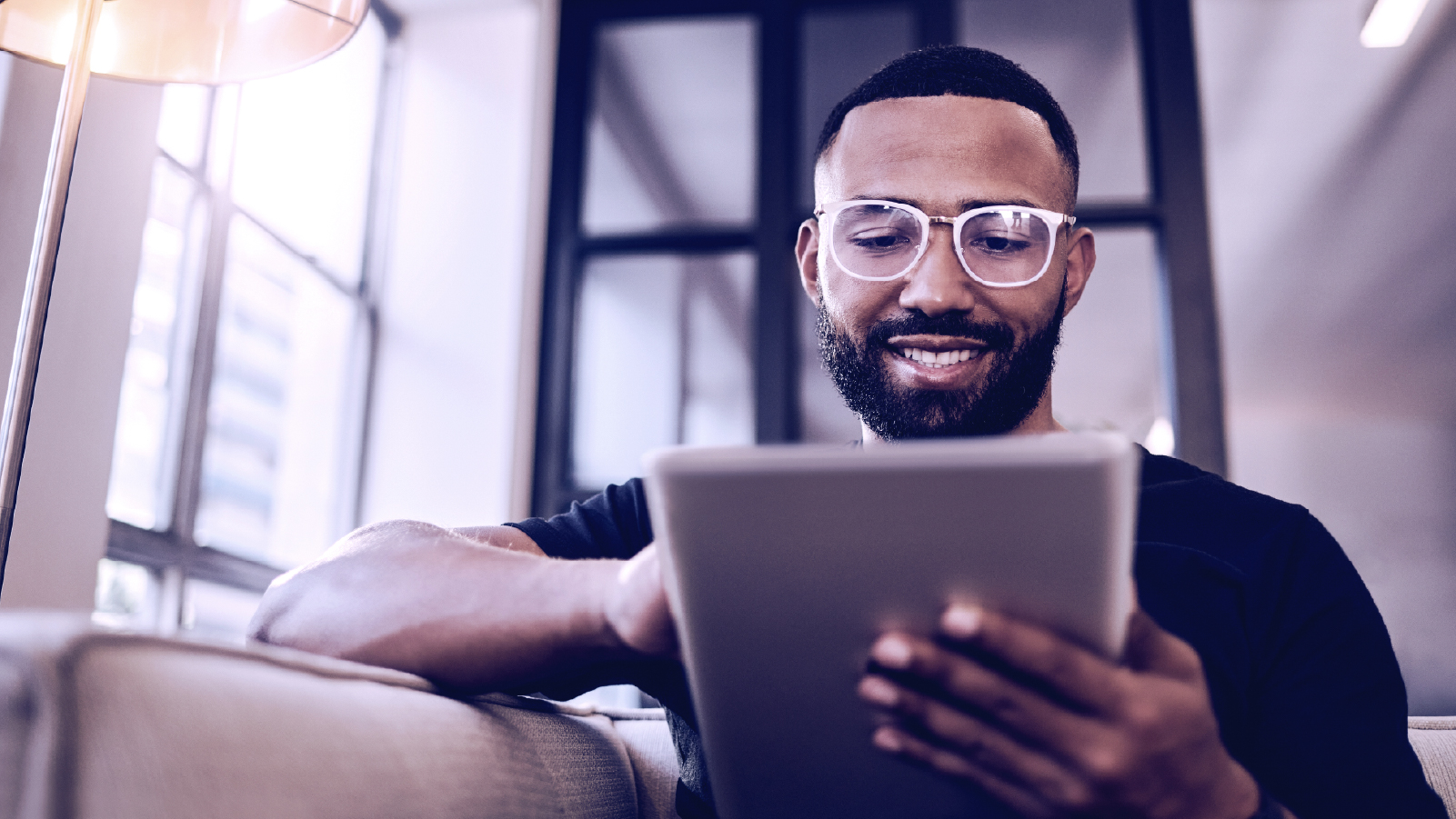 Man working on a tablet