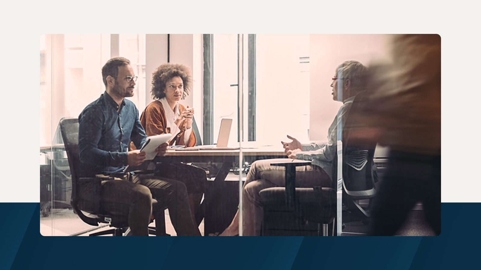 Solution brief for Anaplan Finance Transformation, highlighting the value of connecting financial planning and analysis (FP&A) teams. Features a team collaborating in a modern office setting.