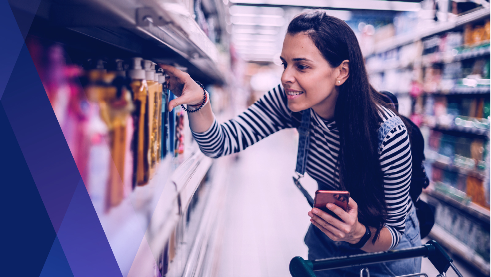 graphic: woman shopping in retail store with "Intelligent assortment planning" overlay graphic