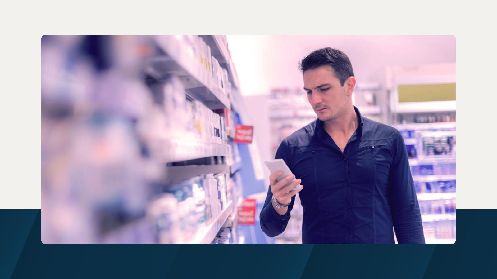 Anaplan solution brief on improving trade promotion planning. The text highlights optimizing trade spend and market share, with an image of a man using his phone in a retail store, representing data-driven promotional strategies.